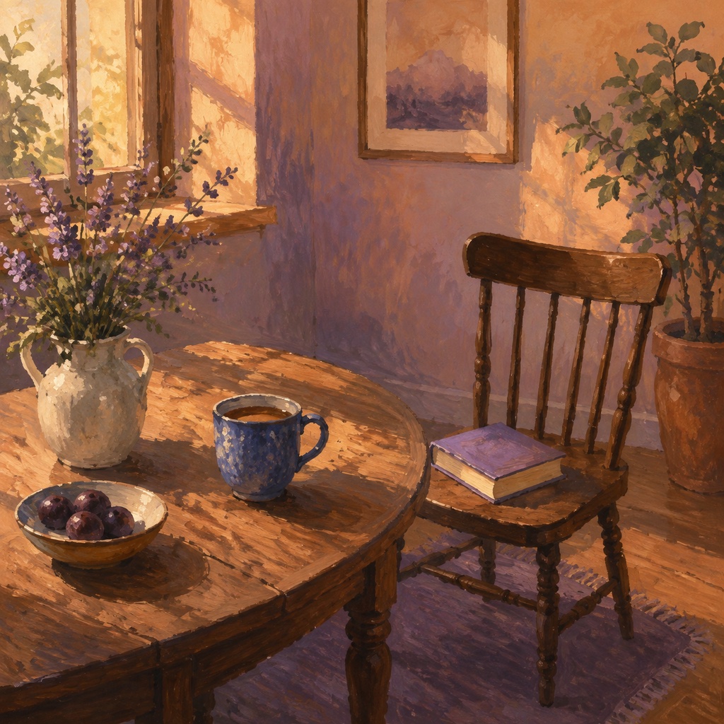 A cup and book near a chair
