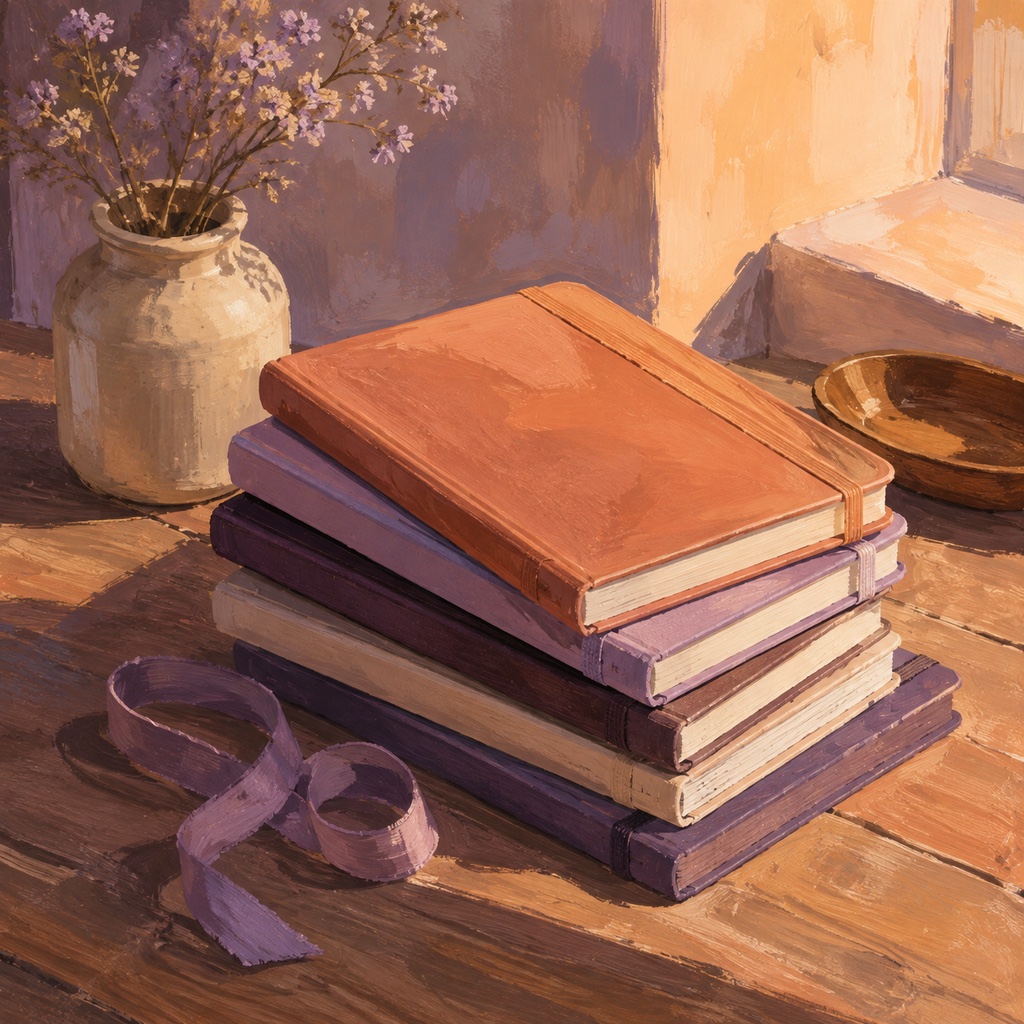Notebooks and a ribbon